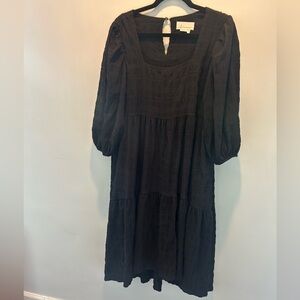 By Anthropologie Black Midi Dress Size 8